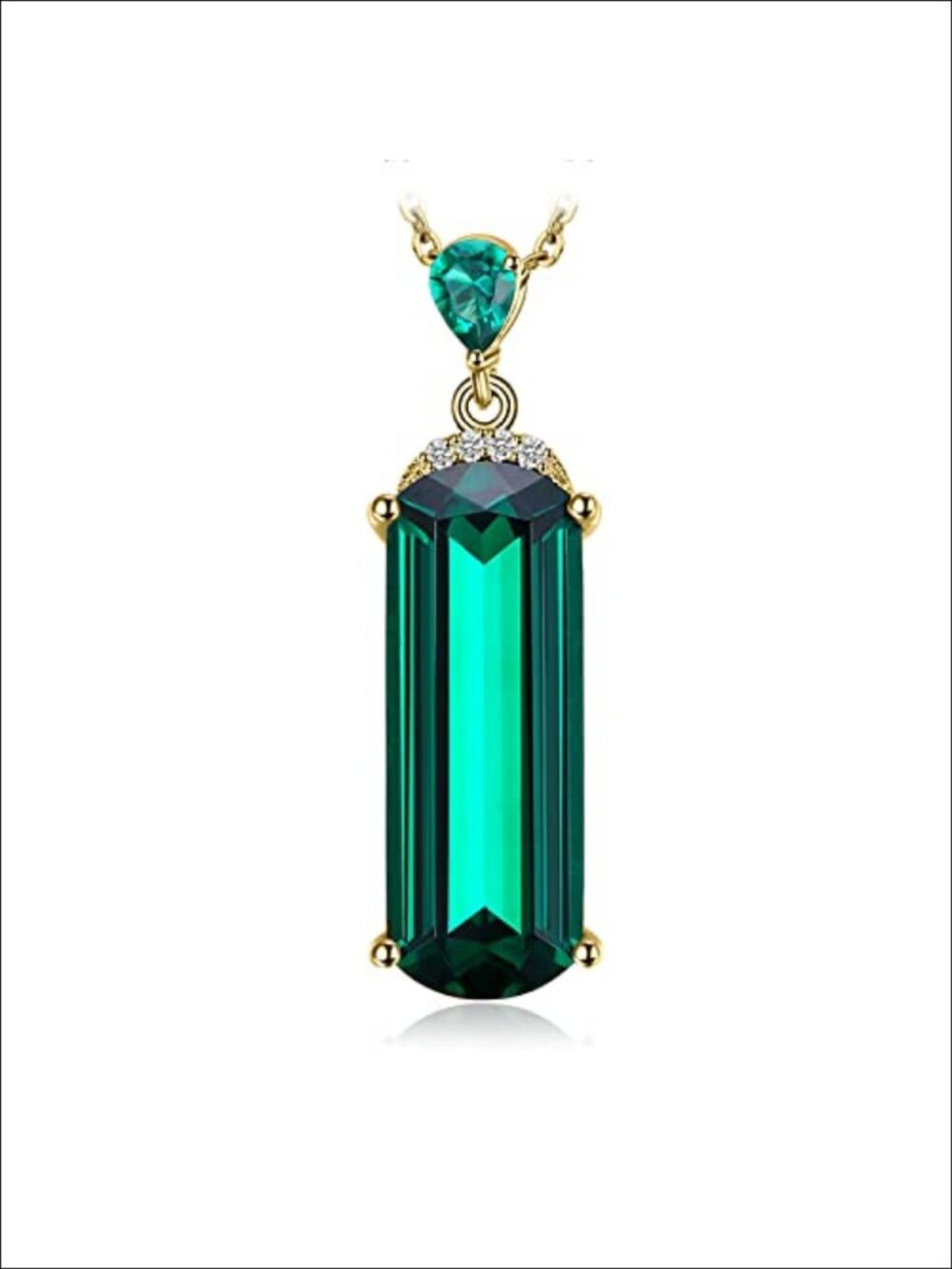 Fancy Cut Simulated Emerald Pendant Necklace 925 Sterling Silver 18 Inch Chain